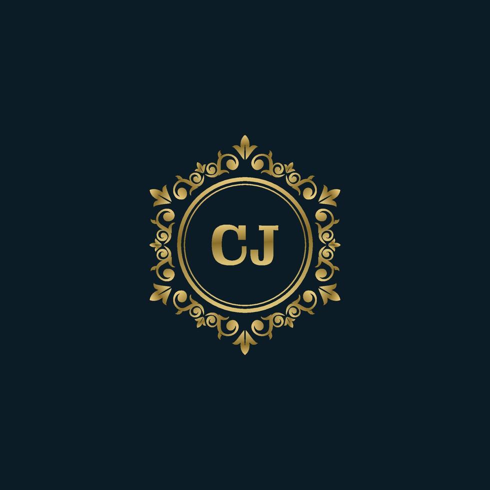 logotipo de letra cj con plantilla de oro de lujo. plantilla de vector de logotipo de elegancia.