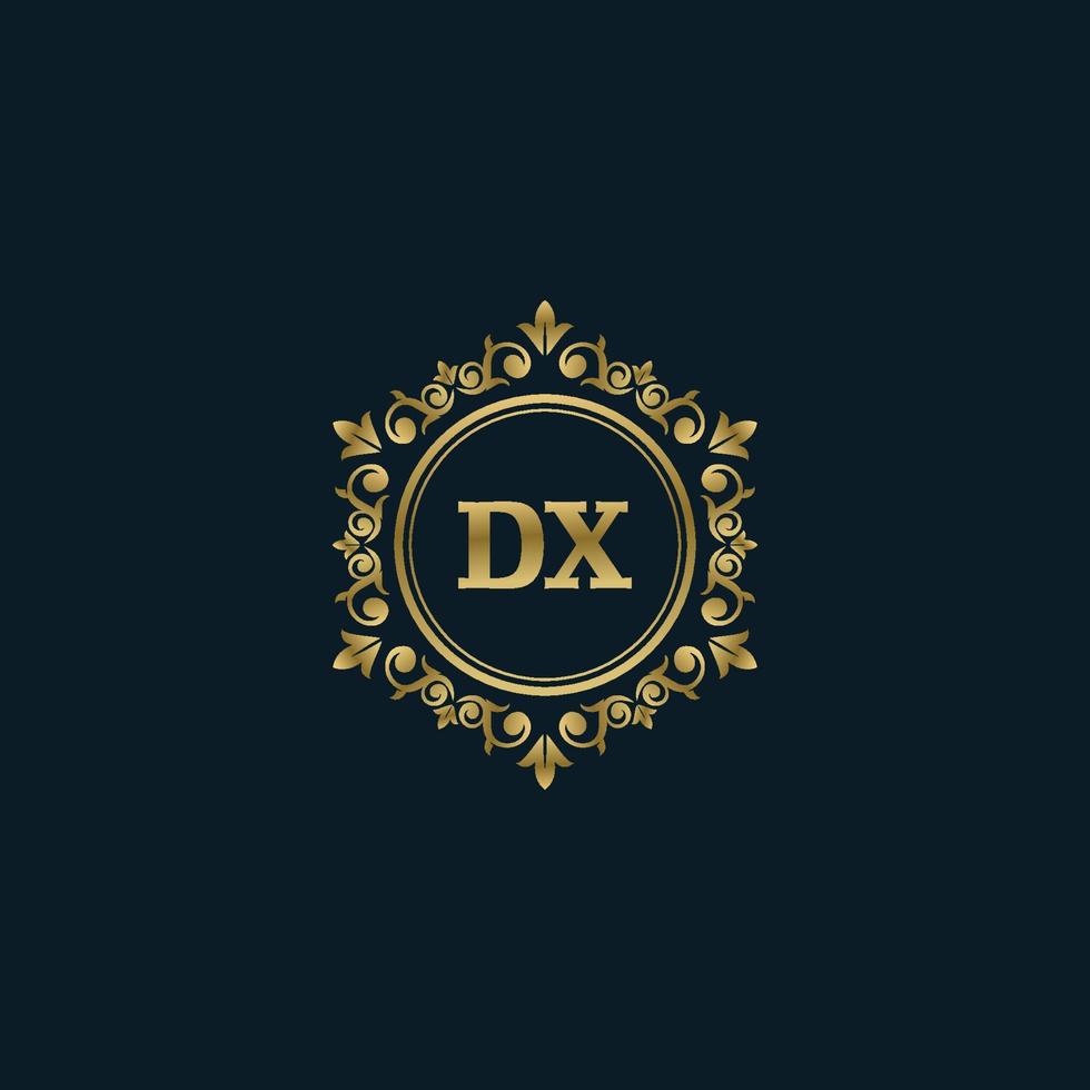 logotipo de la letra dx con plantilla de oro de lujo. plantilla de vector de logotipo de elegancia.