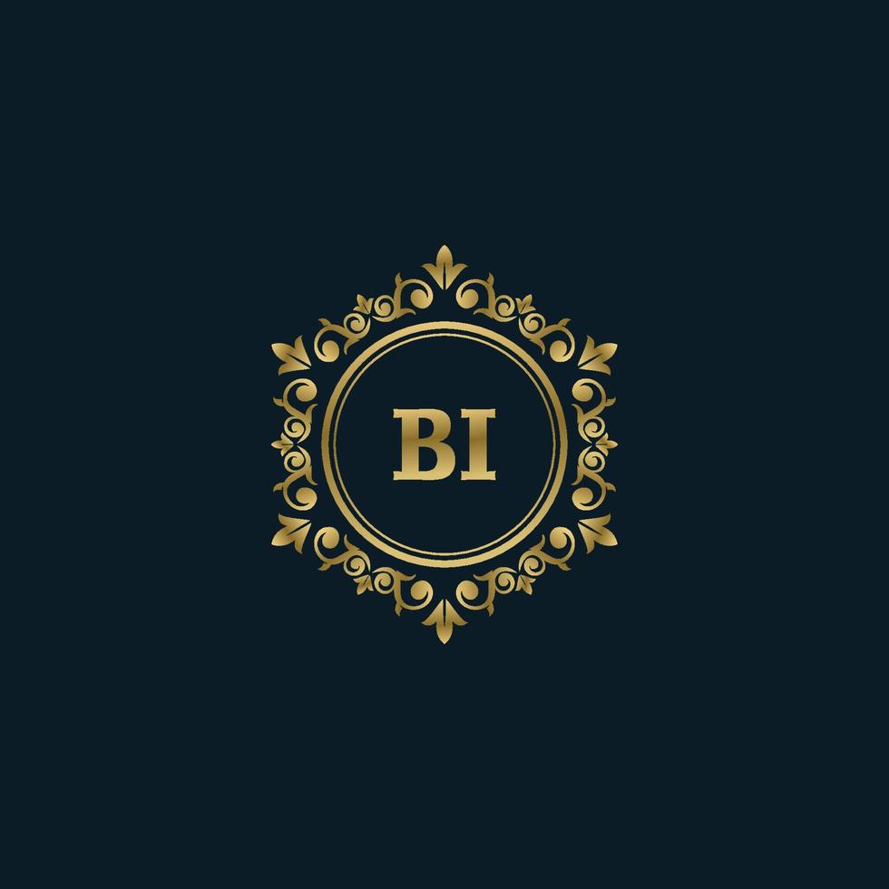 logotipo de letra bi con plantilla de oro de lujo. plantilla de vector de logotipo de elegancia.