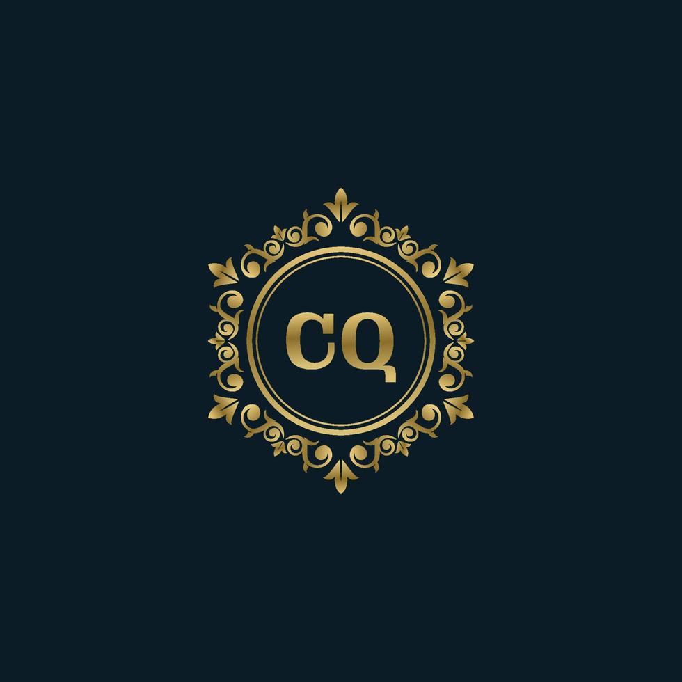 logotipo de letra cq con plantilla de oro de lujo. plantilla de vector de logotipo de elegancia.