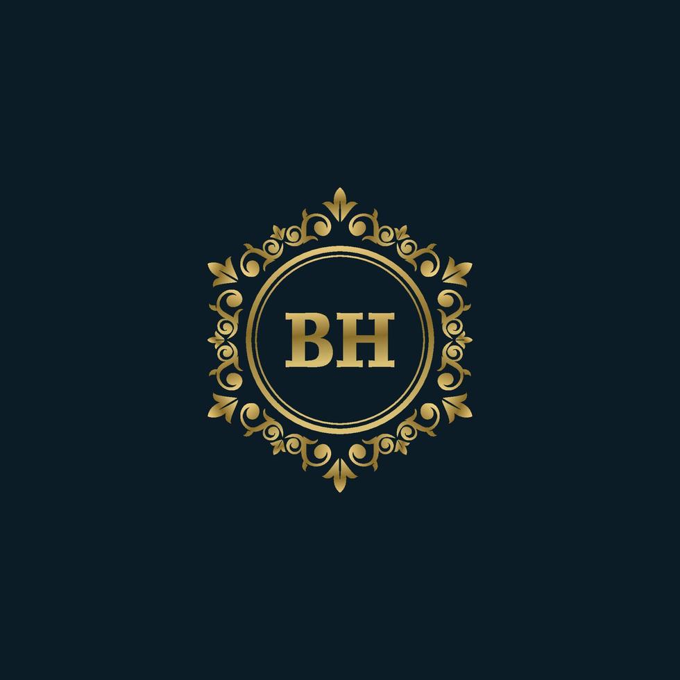 Letter BH logo with Luxury Gold template. Elegance logo vector template.