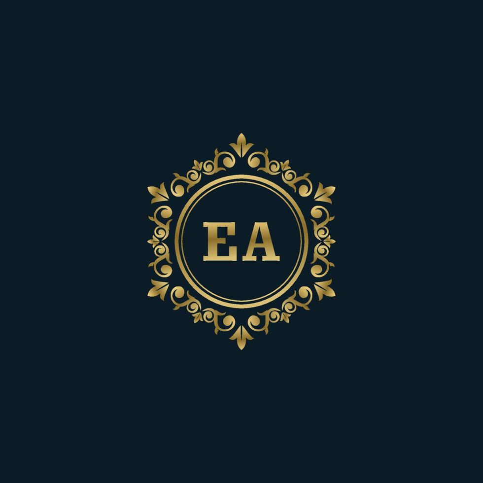 logotipo de la letra ea con plantilla de oro de lujo. plantilla de vector de logotipo de elegancia.