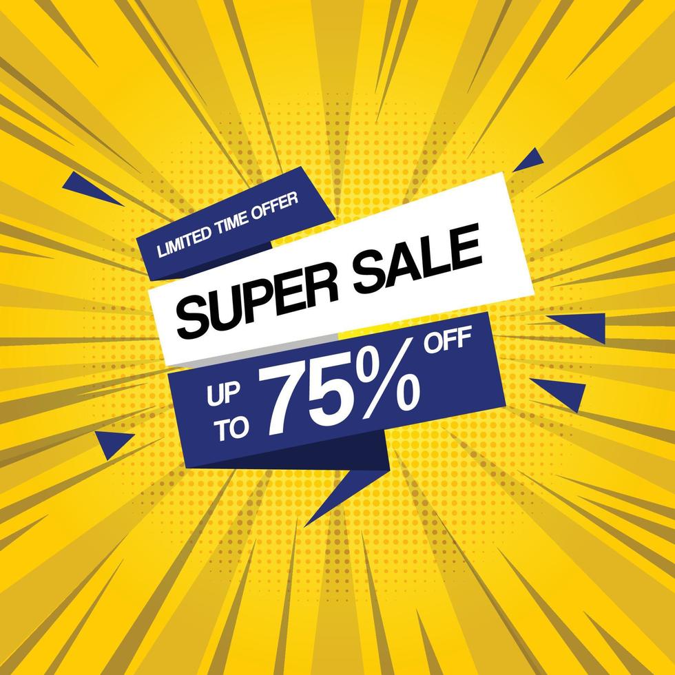 Super sale banner with comic style background vector