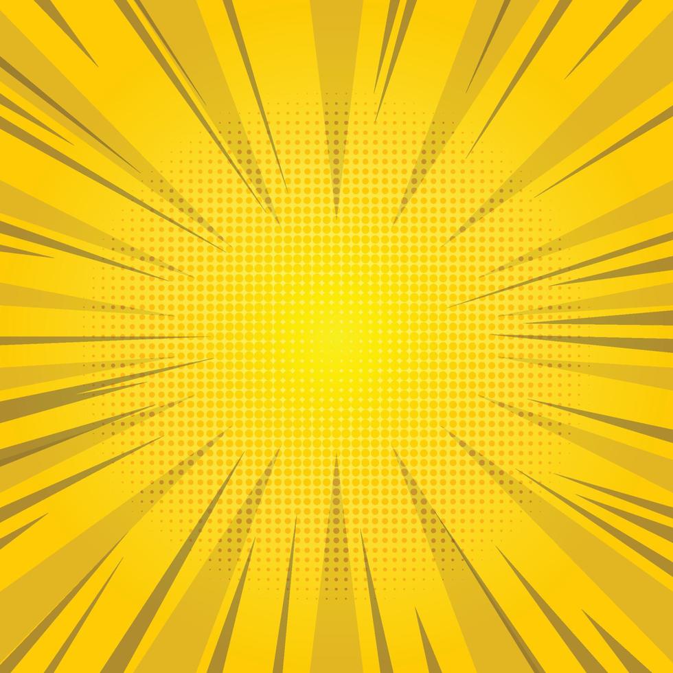 Comic background yellow with zoom effect vector