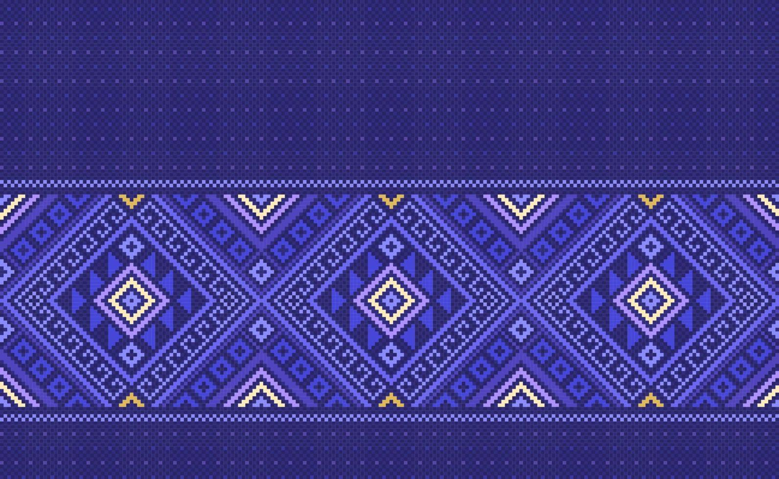 Pixel ethnic pattern, Vector embroidery abstract background, Geometric classic aztec style, Purple pattern beautiful horizontal, Design for textile, fabric, backdrop, digital print, graphi