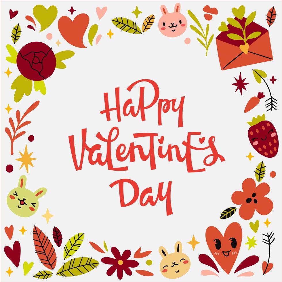 Greeting card with Happy Valentines Day phrase vector