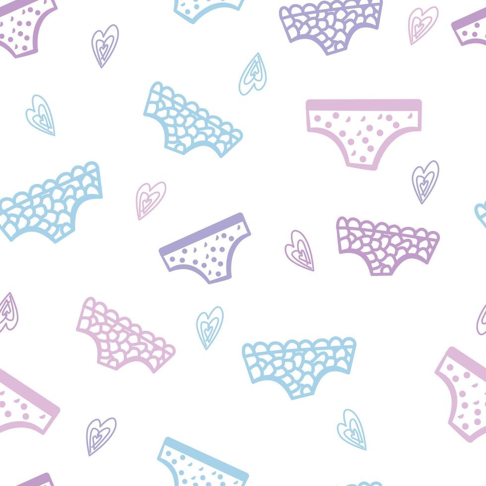 Seamless doodle panty pattern. Hand drawn women's panties
