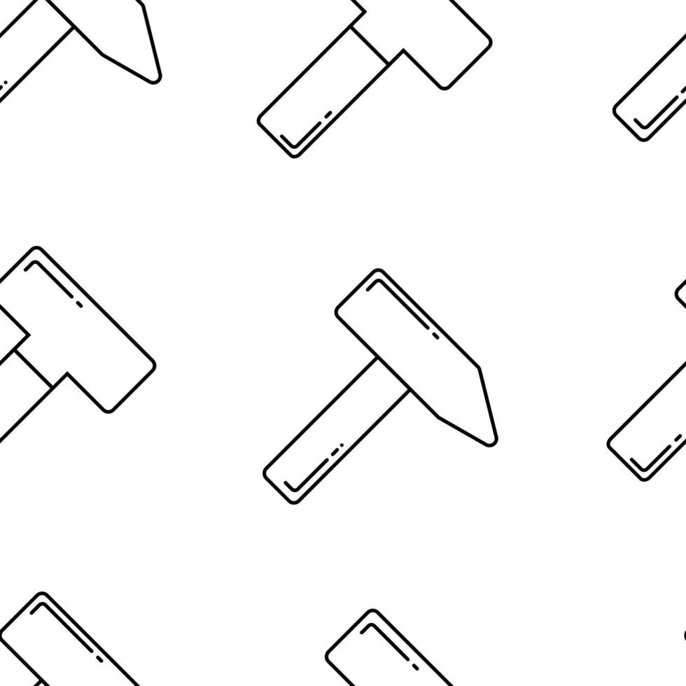 Hand drawn Hammers seamless pattern in doodle style. Black hammer background vector