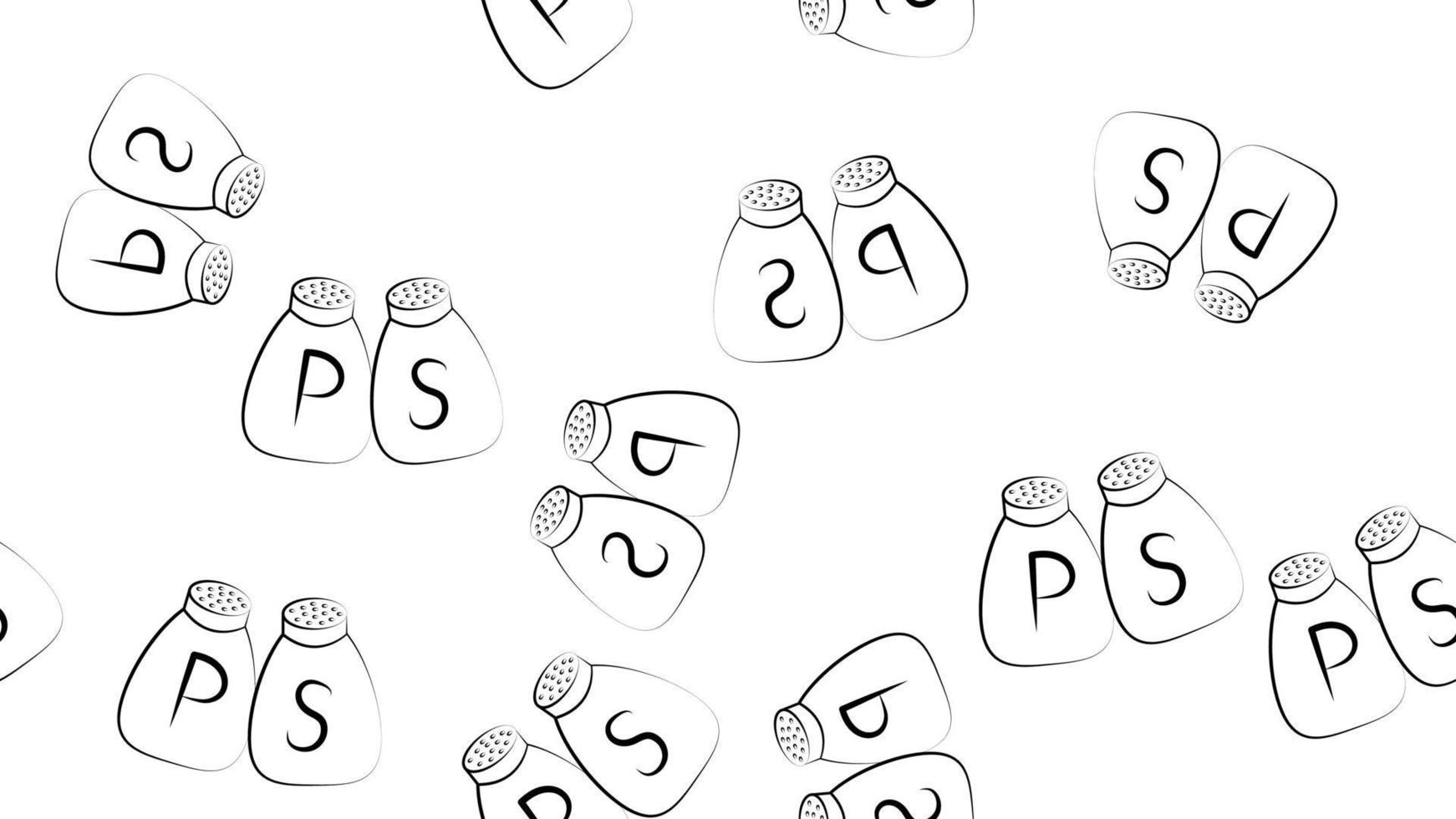 Grey Salt and pepper icon isolated seamless pattern on white background. Cooking spices. Vector Illustration