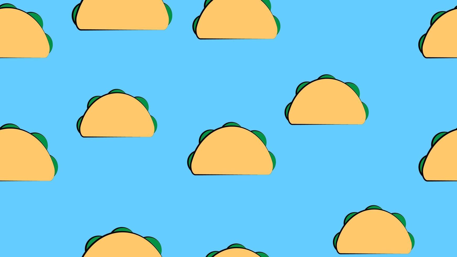 tacos sobre fondo azul, ilustración vectorial, patrón. cocina mexicana. papel pintado para restaurante y cafetería. decoración del área de cocina, cocina, diseño de comida rápida vector