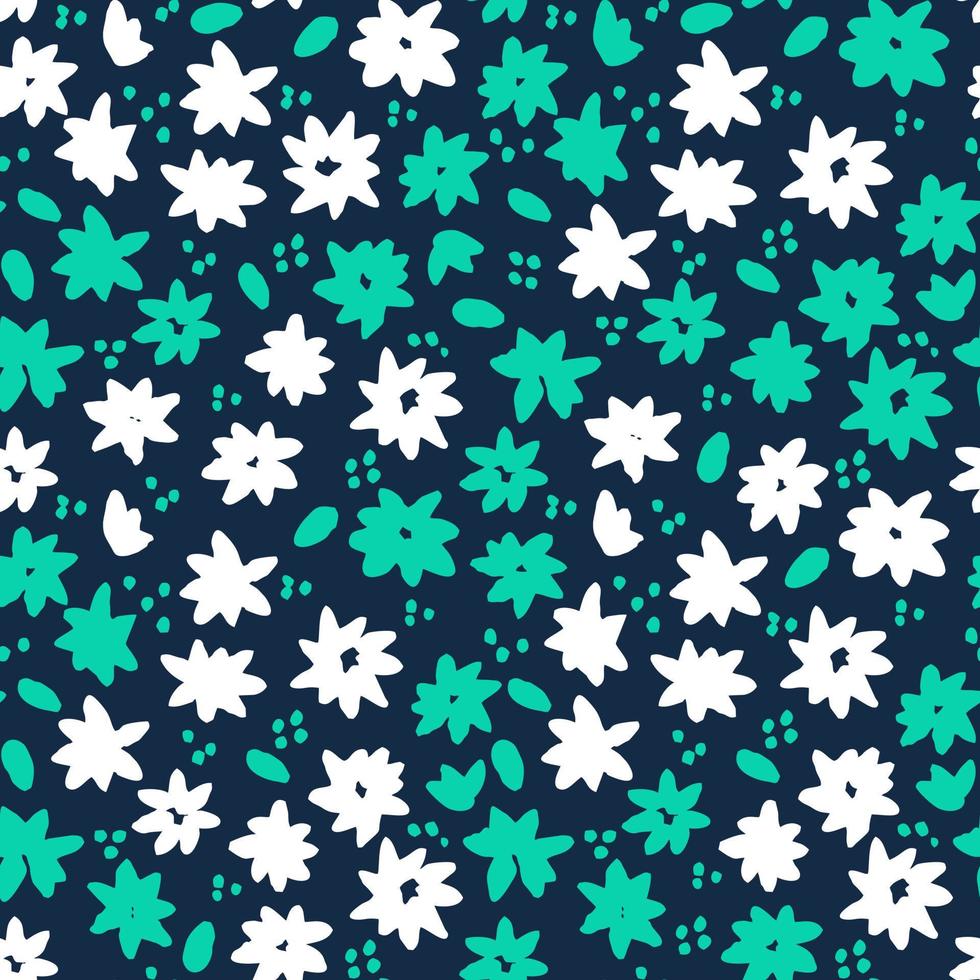 Flowers and leaves hand draw vector seamless pattern. 14007681 Vector ...