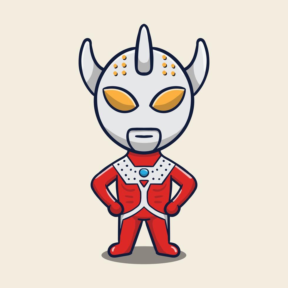 lindo superhéroe de dibujos animados ultraman sobre fondo blanco vector