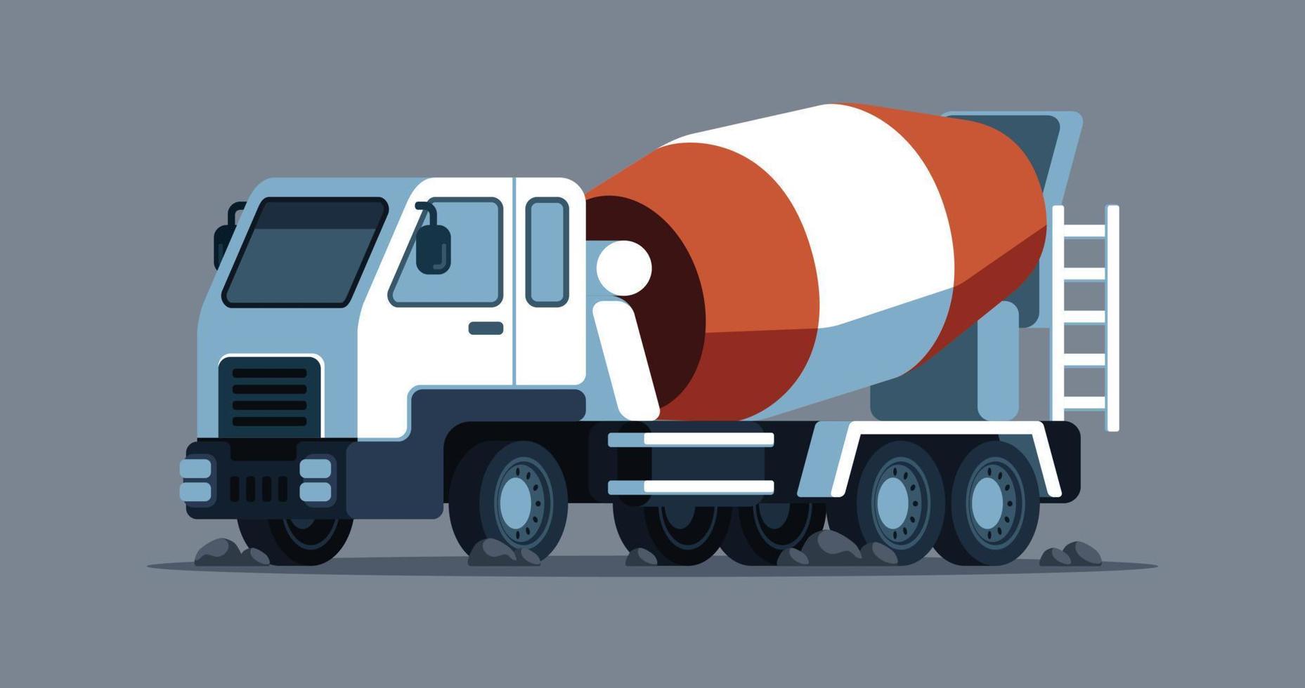 Cute Flat Mixer Truck Vector