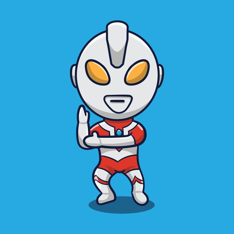 Cute dibujos animados superhéroe ultramen ilustración vectorial vector