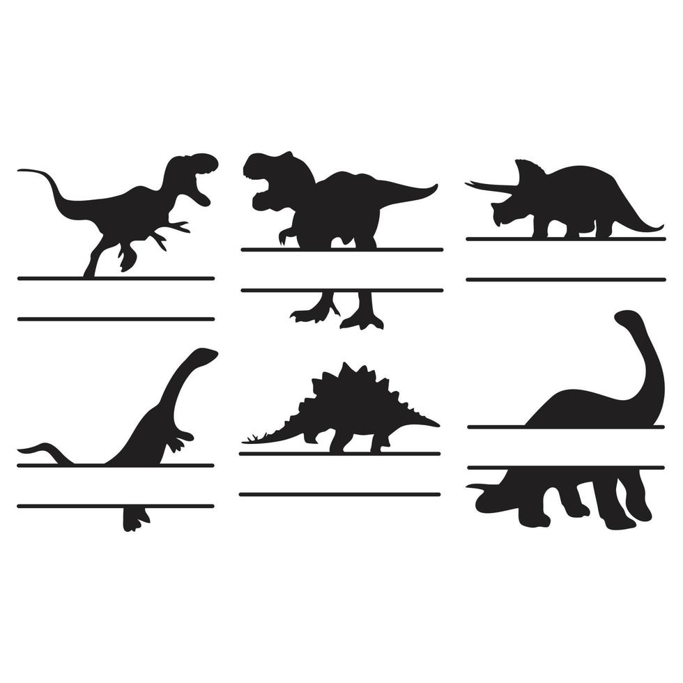 monograma dividido de dinosaurio vector