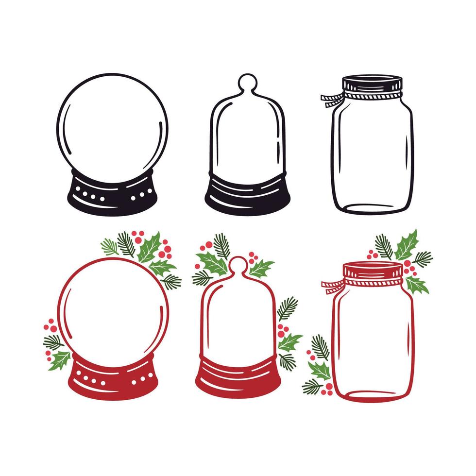 Chirstmas jar and Snow glob vector