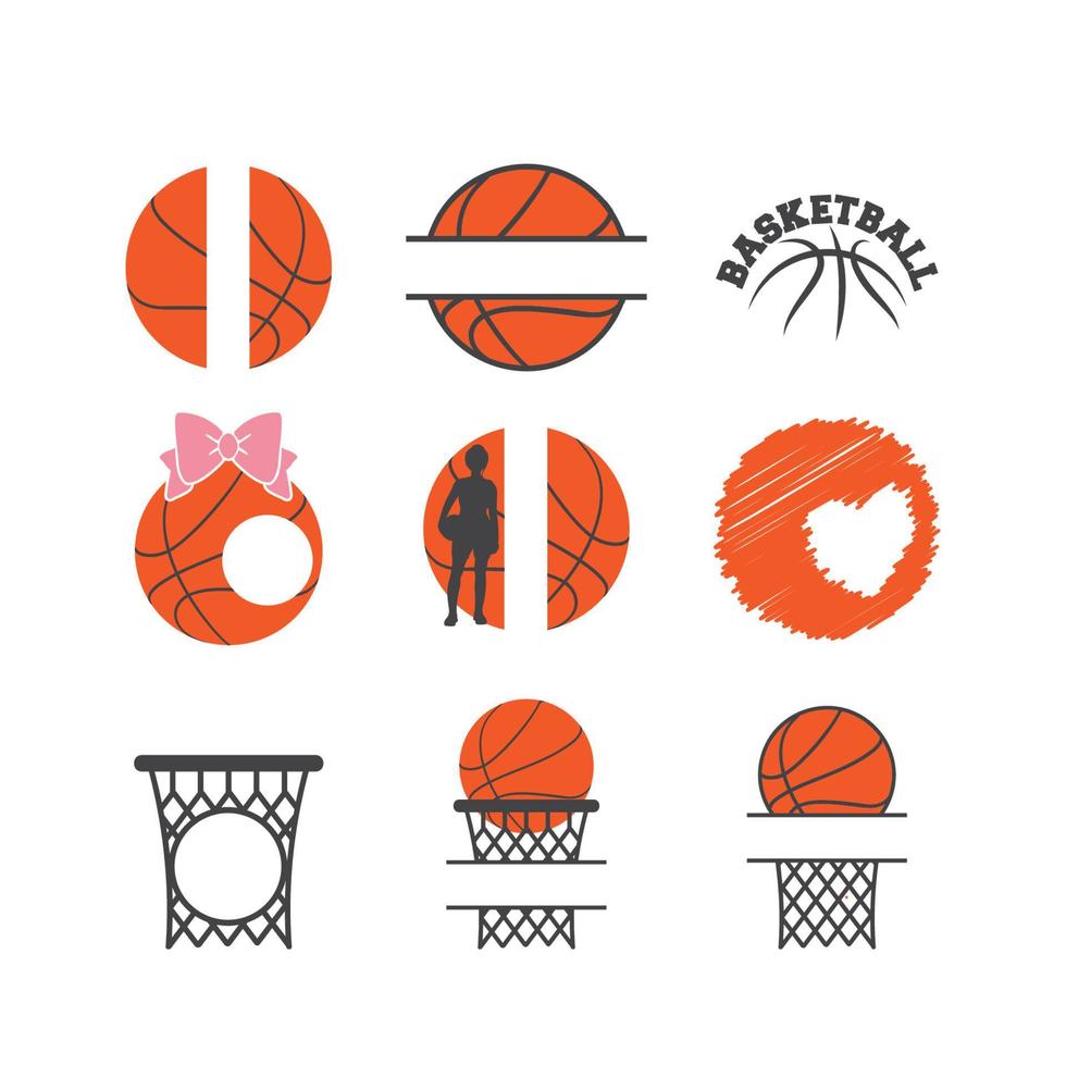 conjunto de monograma de baloncesto vector