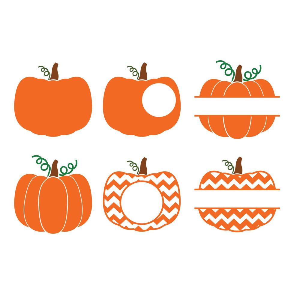 conjunto de monograma de calabaza vector