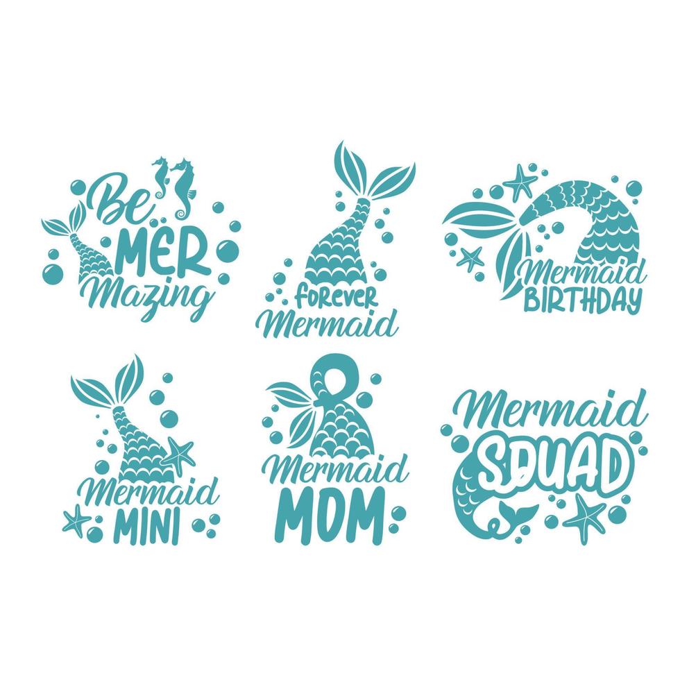 Mermaid Birthday vector set