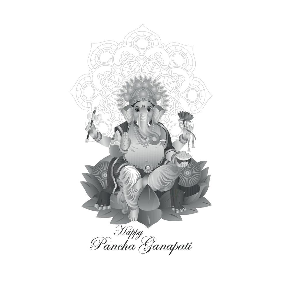 Happy pancha ganapati celebration card vector