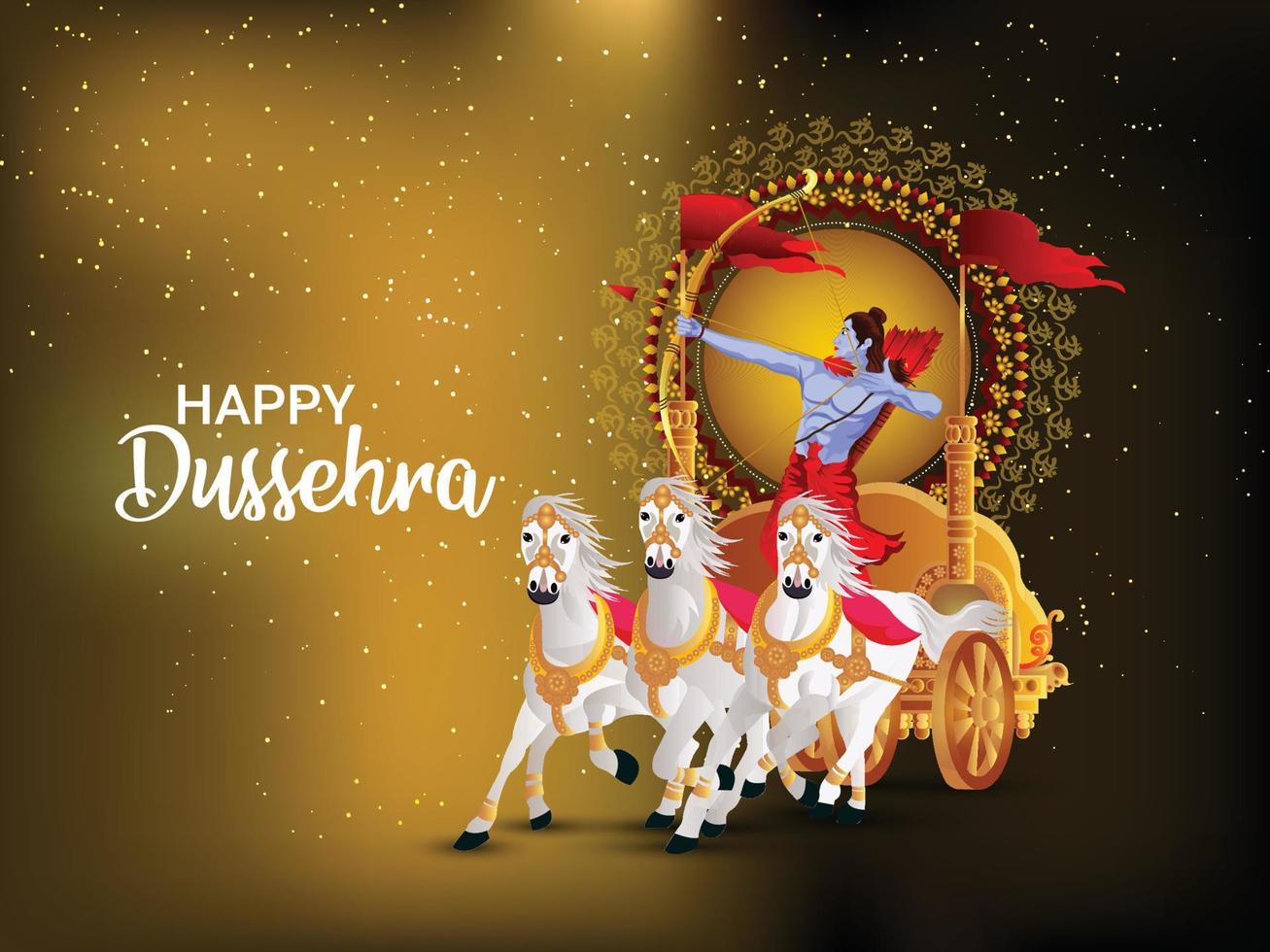 Happy dussehra celebration card lord rama killed ravana vector