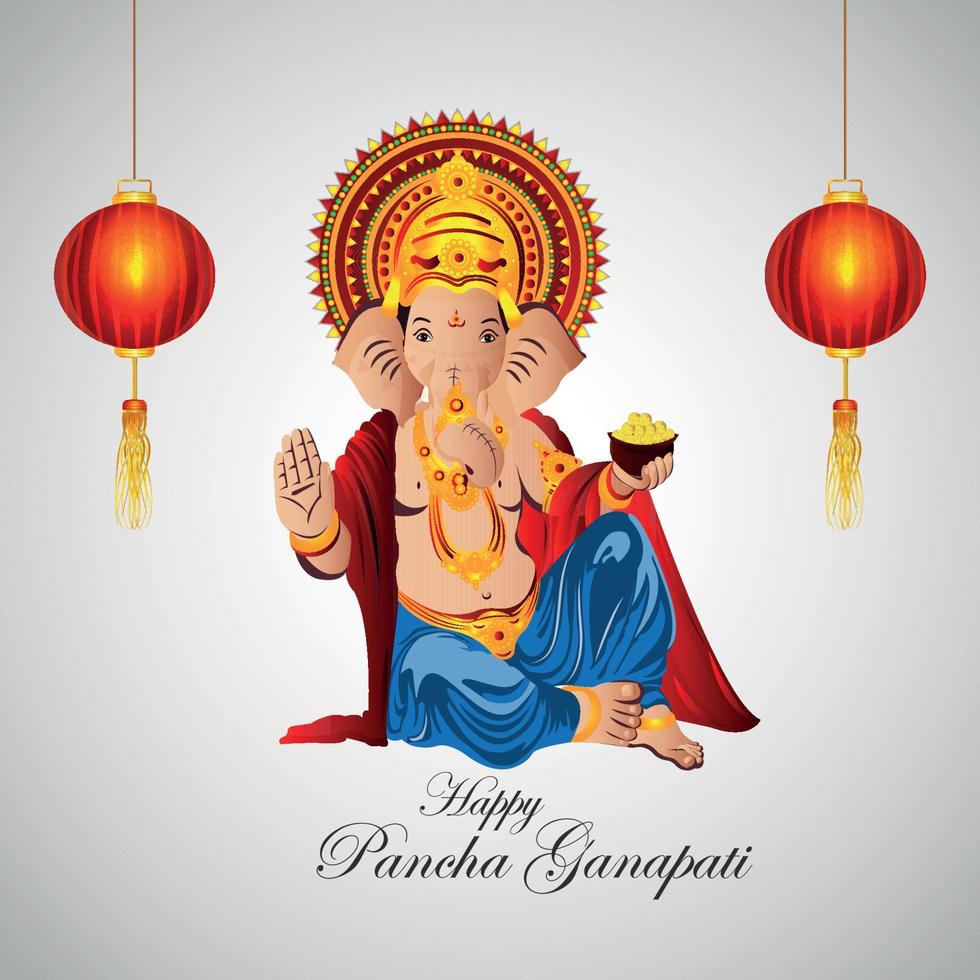 Happy pancha ganapati celebration card vector