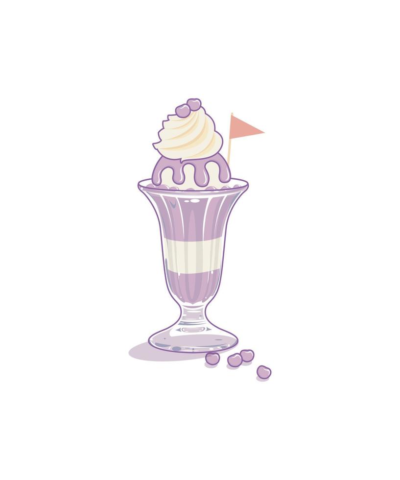 Blueberry ice cream in a cup vector