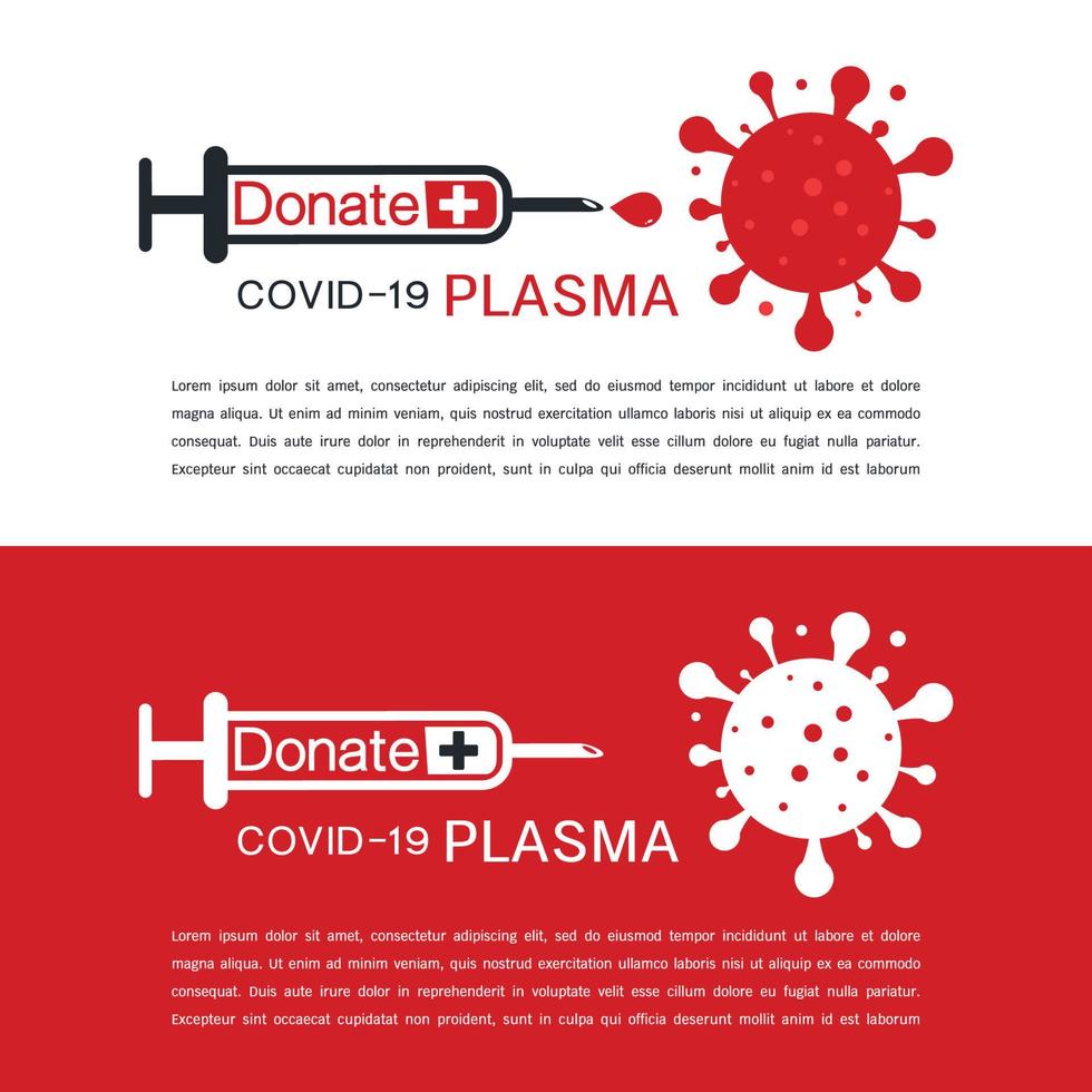 donar ilustración vectorial del logotipo de plasma covid-19. vector