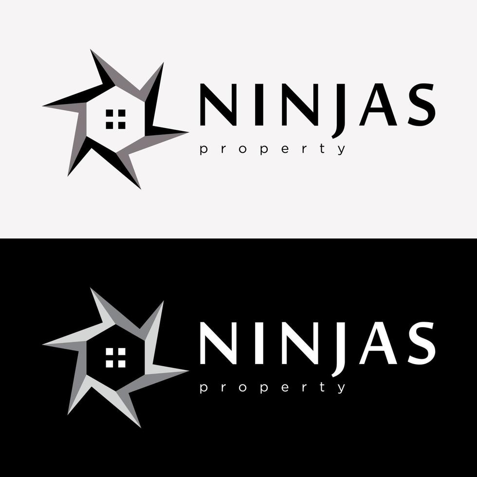 establecer la arquitectura del hogar casa japonesa plantilla de logotipo de empresa de carácter ninja tradicional vector