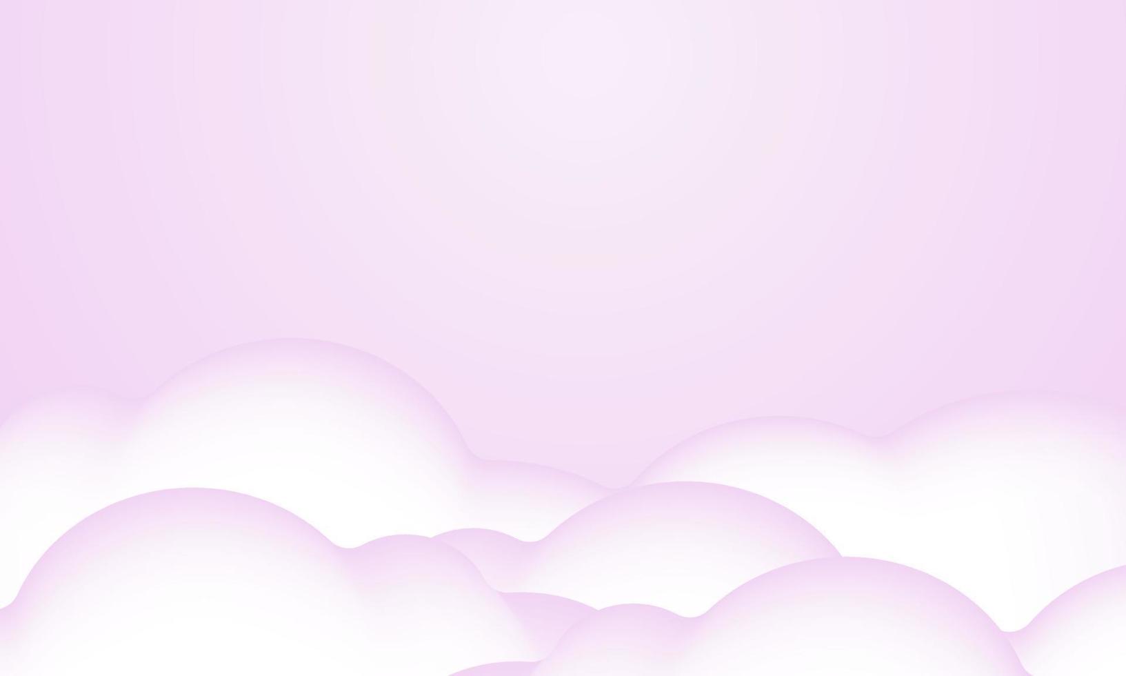 ilustración vector 3d hermosas nubes en lugar de fondo rosa