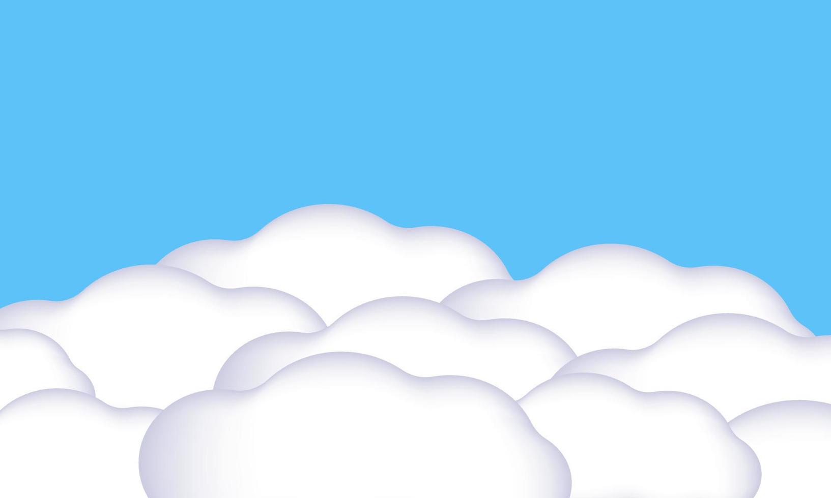 ilustración 3d hermosas nubes en el lugar de fondo azul vector