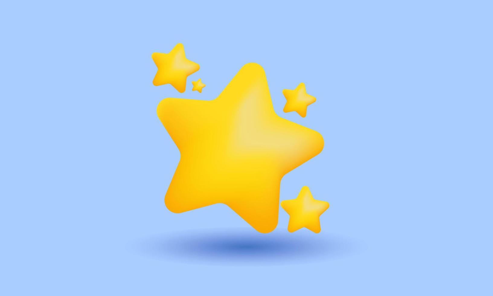 illustration 3d icon cartoon lucky star isolated on blue vector