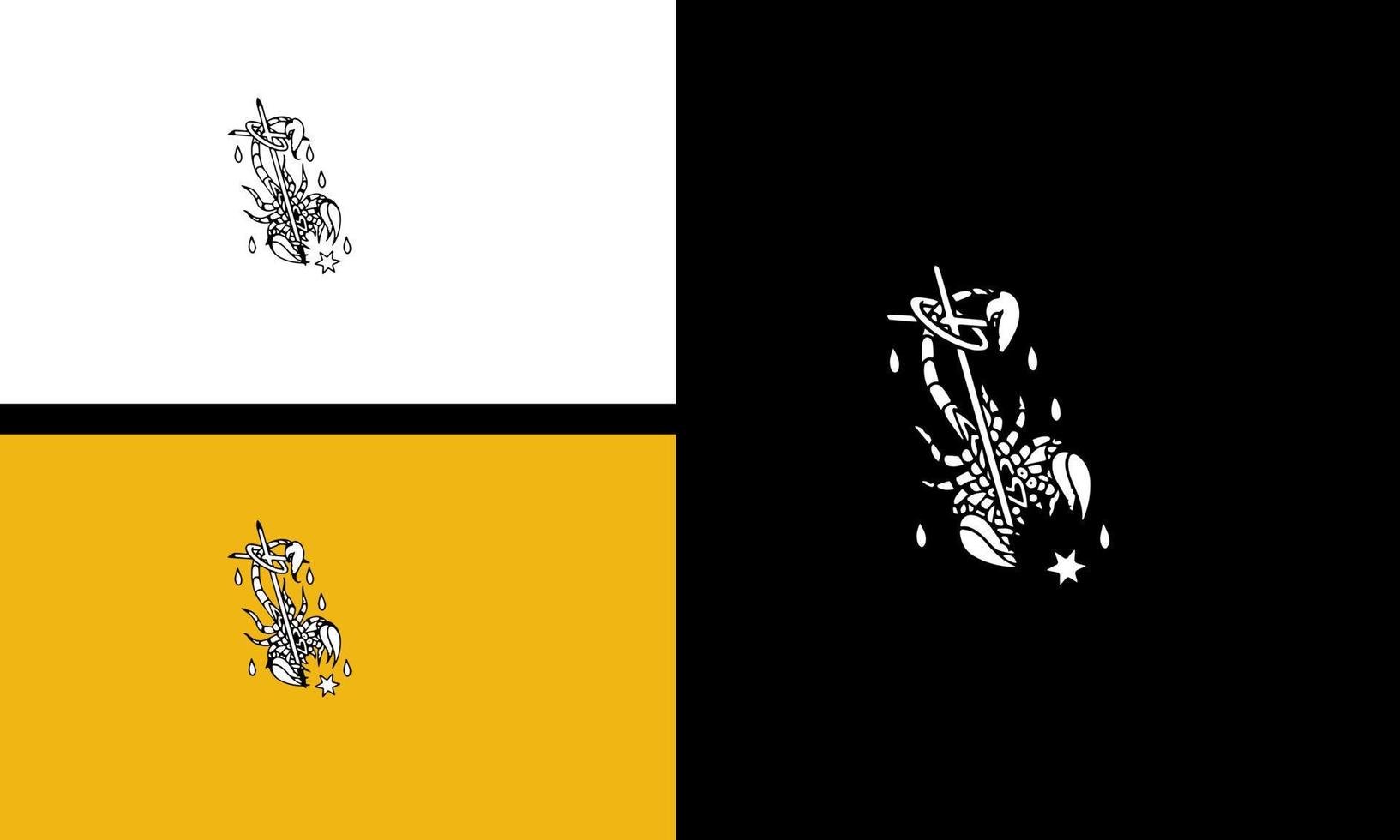 Escorpio con diseño de esquema de ilustración de vector de llamas