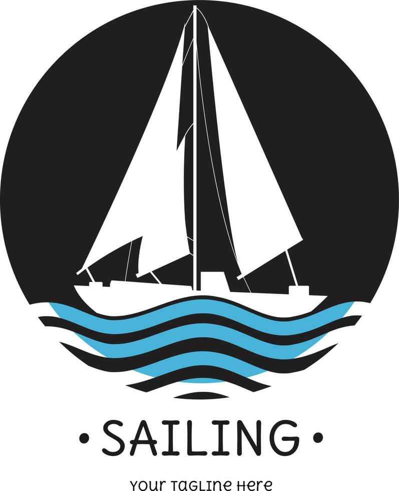 sailing, boat logo template. Vector illustration flat design.