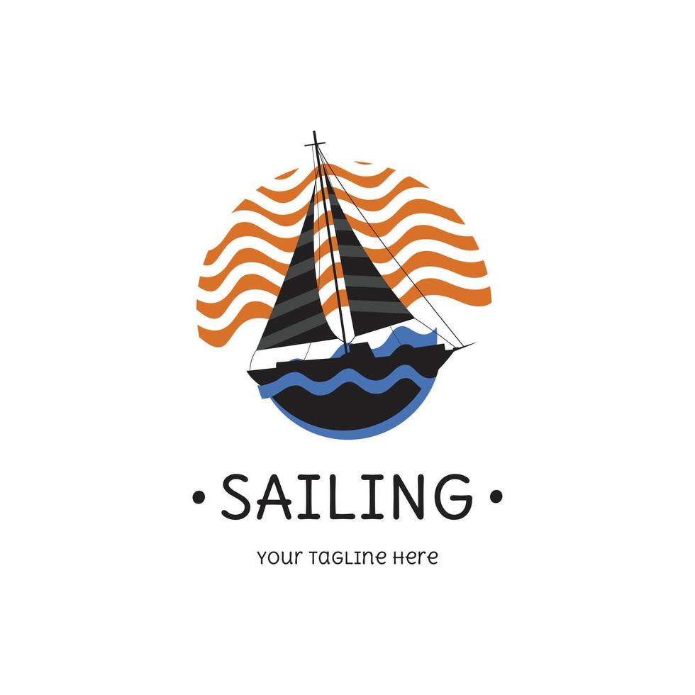 sailing, boat logo template. Vector illustration flat design.