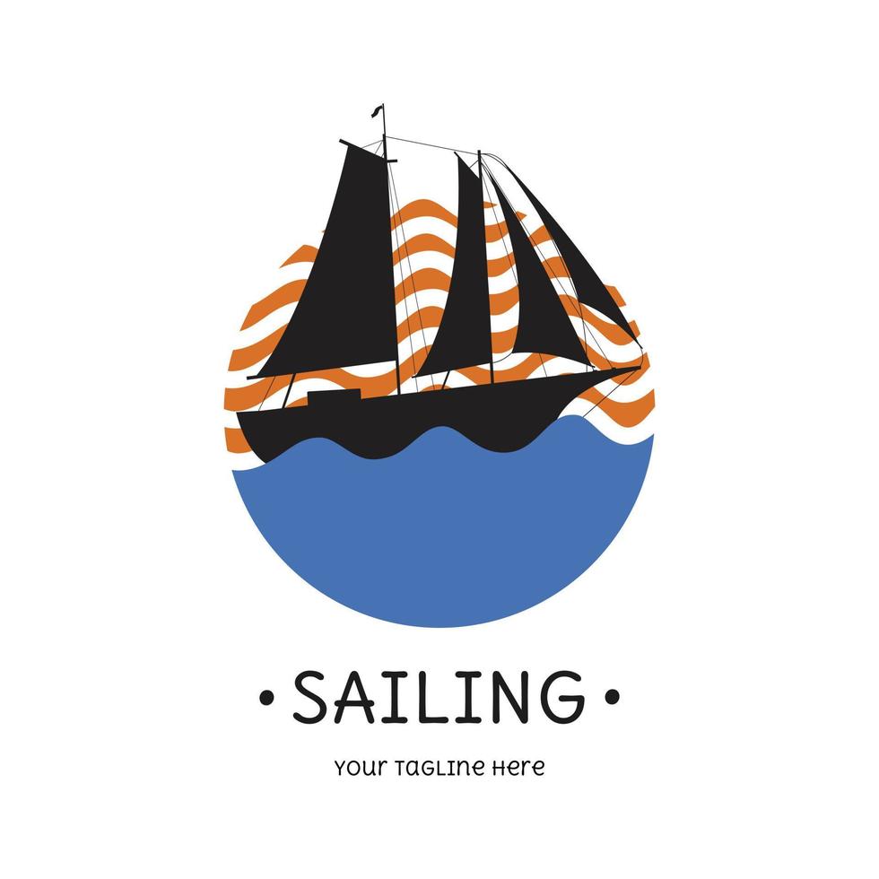 sailing, boat logo template. Vector illustration flat design.