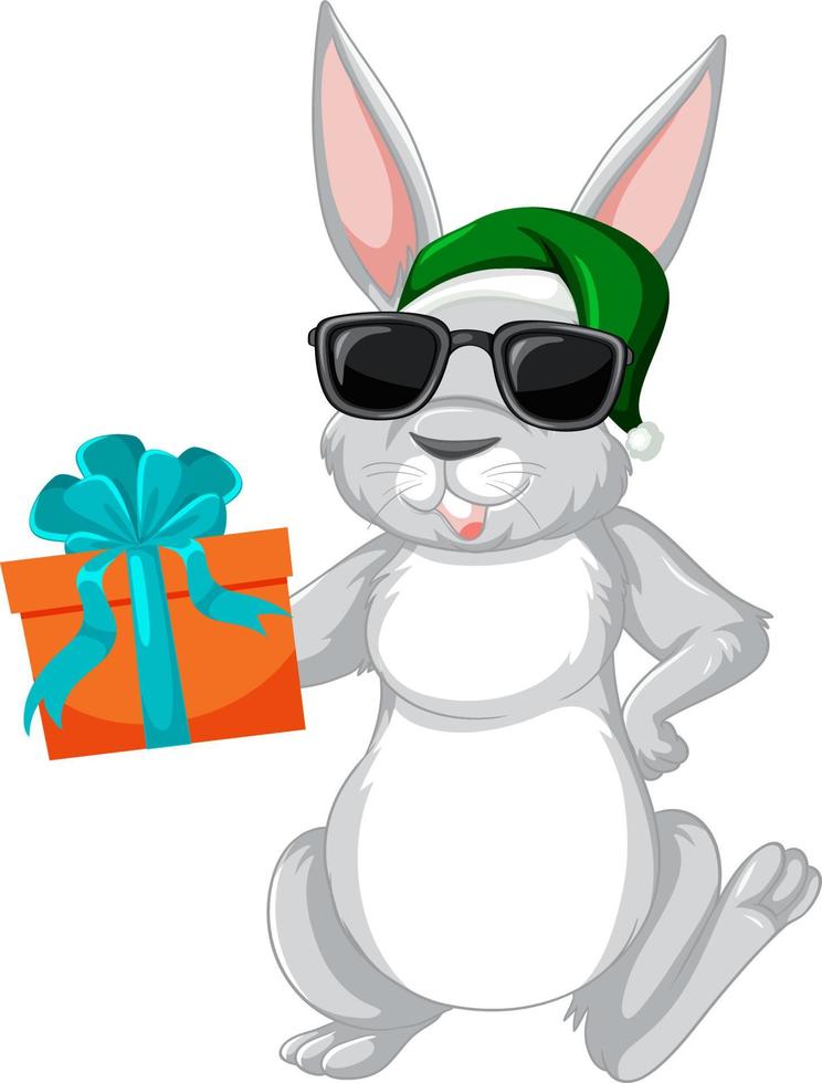 Cute grey rabbit cartoon character vector