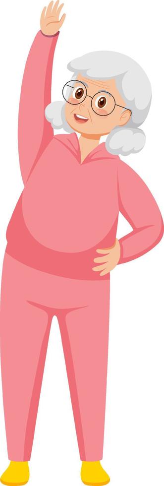 Senior woman in pink exercise outfit vector
