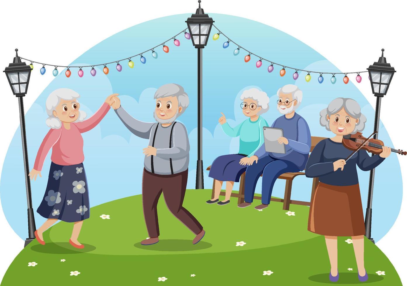 Elderly people enjoying at park vector