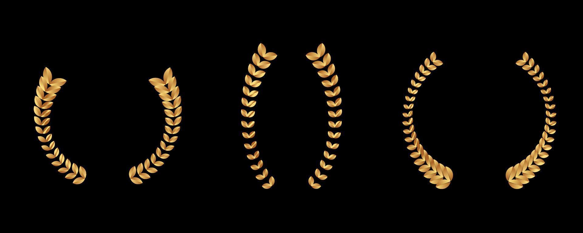 colección de diferentes hojas de laurel circular dorada vintage, trigo y coronas de roble que representan un premio, logro, heráldica, nobleza. ilustración vectorial vector