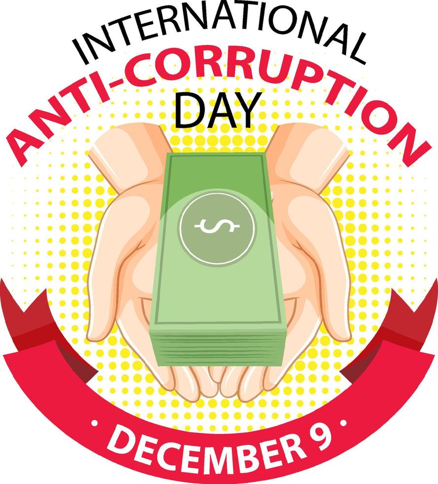 banner de icono de diciembre del día internacional contra la corrupción vector