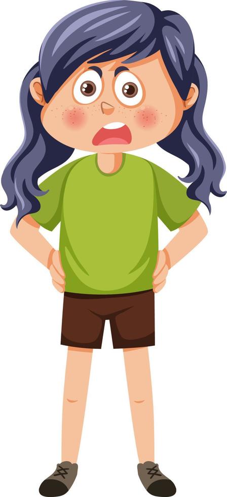 Scowl girl standing akimbo pose vector