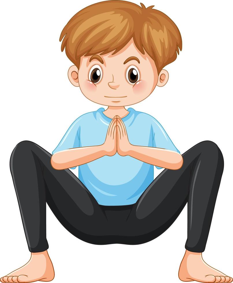 personaje de dibujos animados de postura en cuclillas de yoga vector