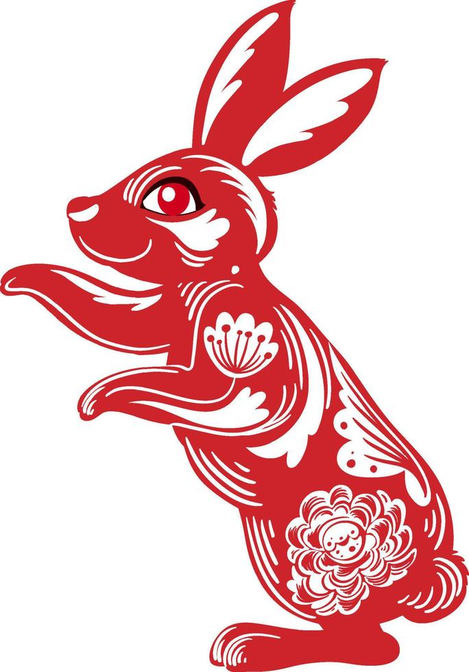 The symbol of the year 2023 is a rabbit. Isolated vector illustration. Red  line on purple background. 15083241 Vector Art at Vecteezy