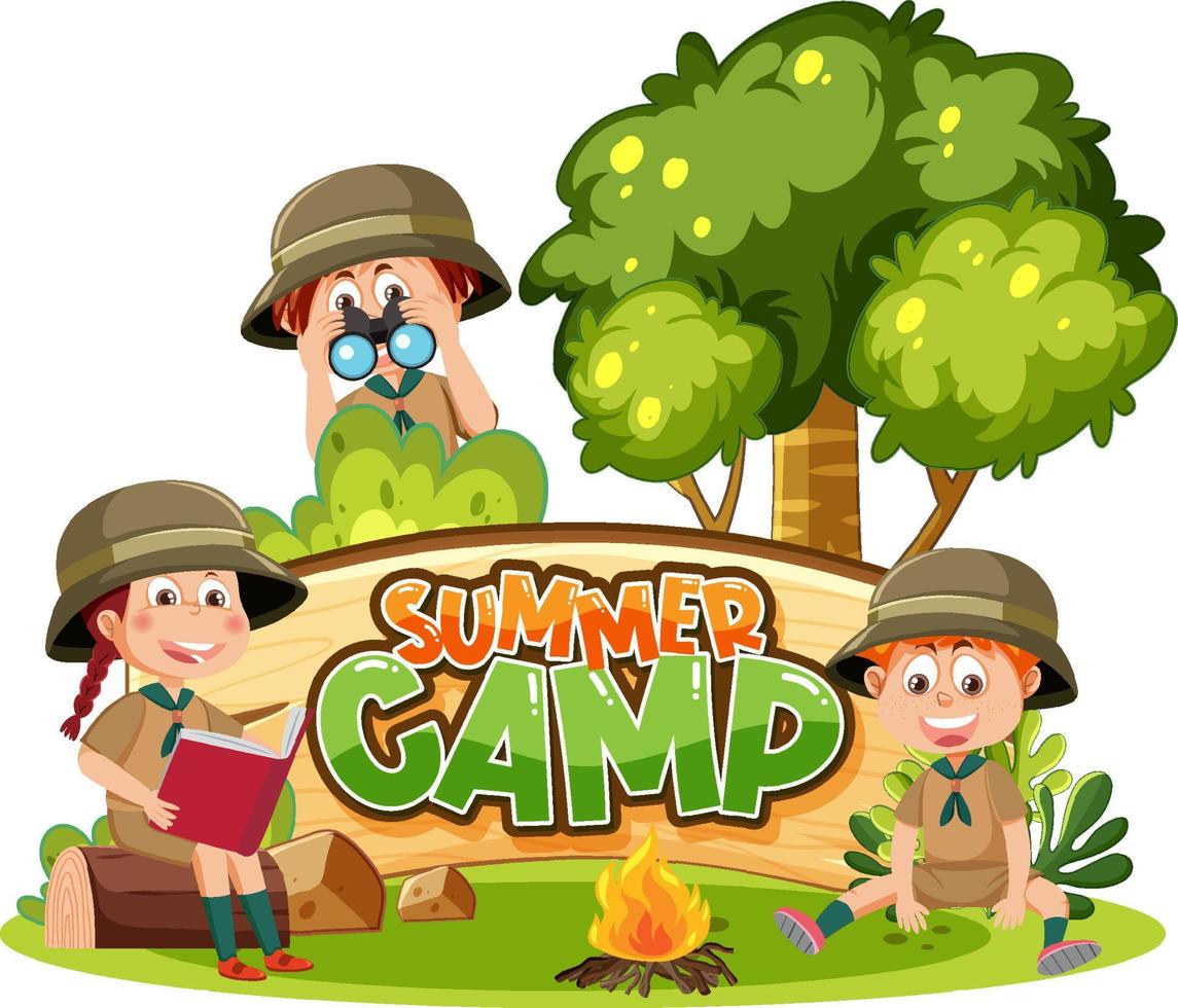 Group of children camping out vector