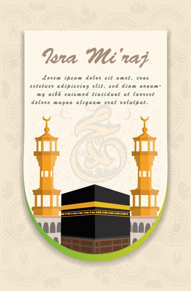 Al-Isra wal Mi'raj Prophet Muhammad calligraphy set banner template vector