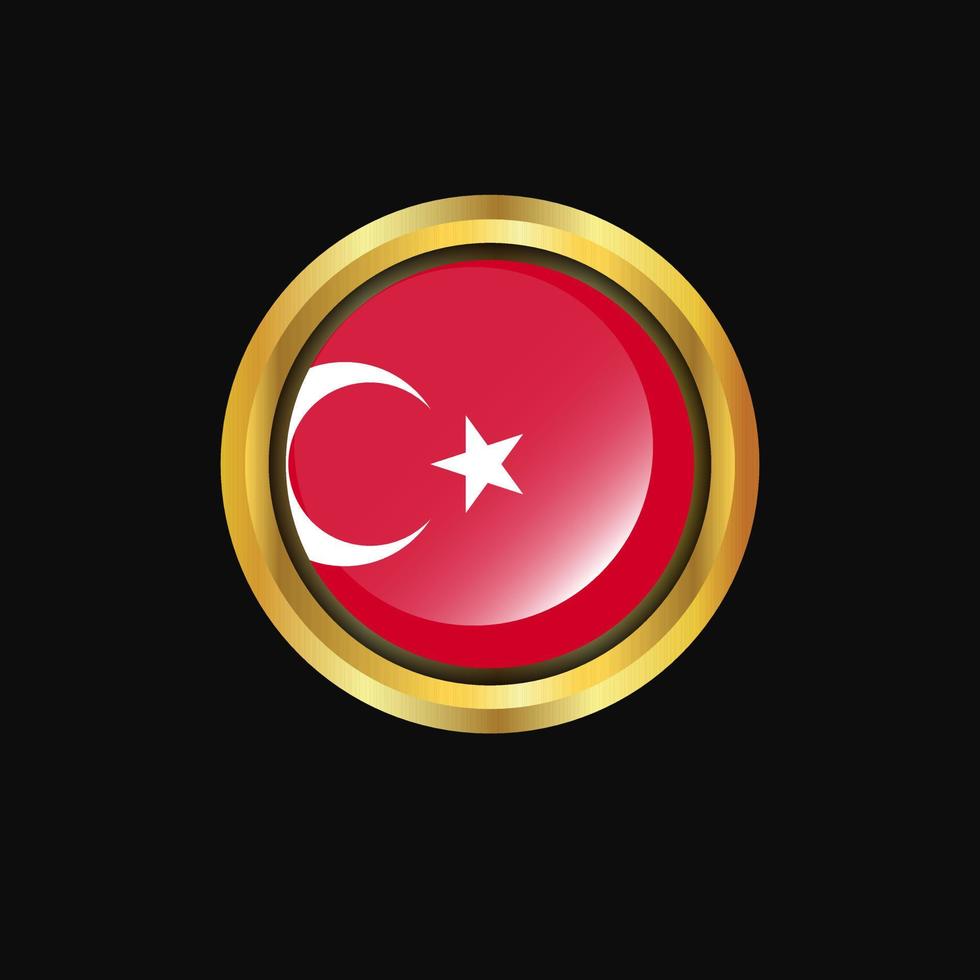 Turkey flag Golden button vector