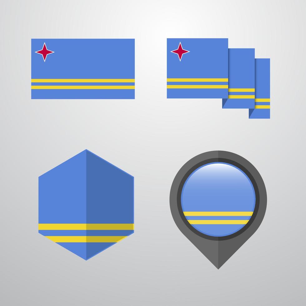 Aruba flag design set vector