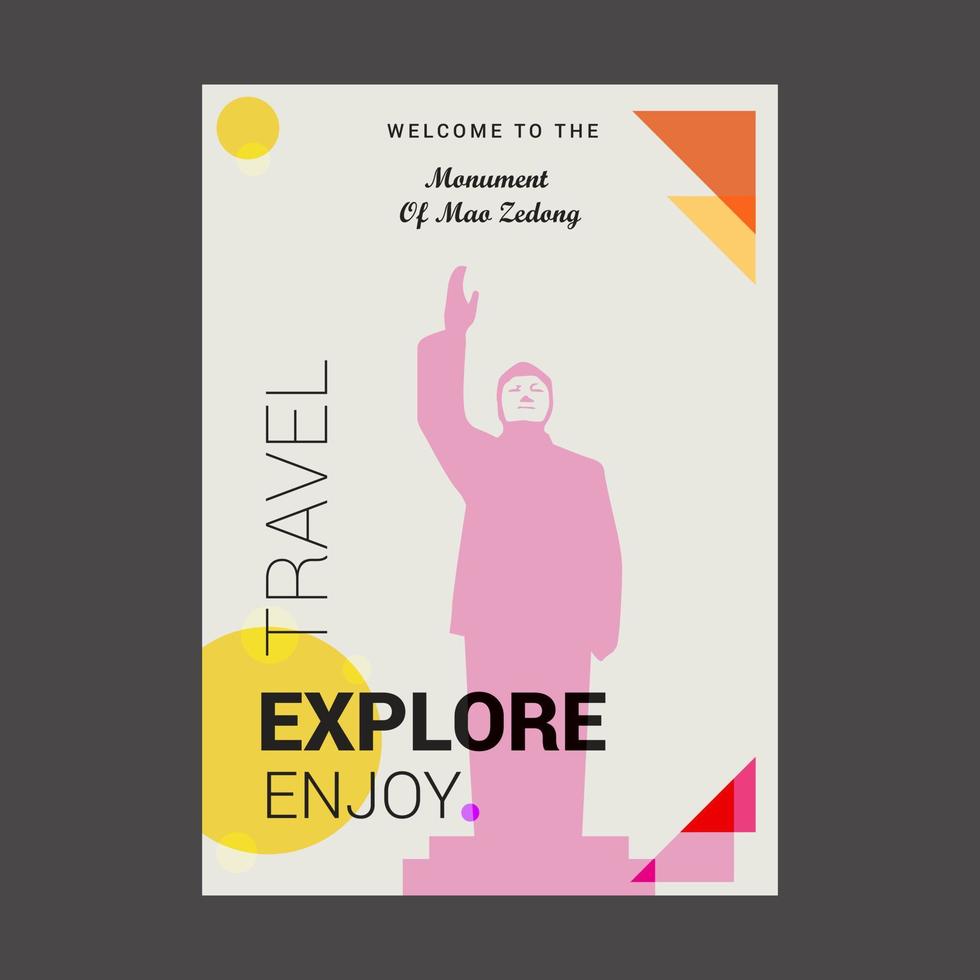 bienvenido al monumento de mao zedong bejing china explore travel enjoy poster template vector