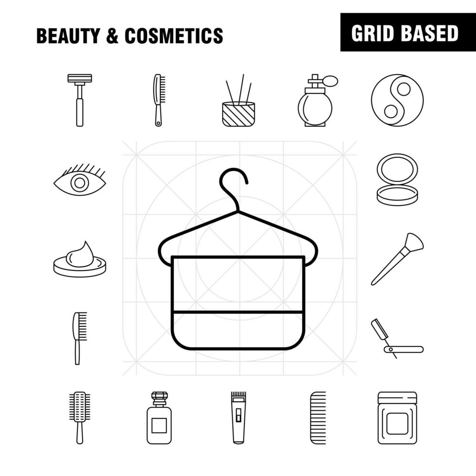 Beauty And Cosmetics Line Icon for Web Print and Mobile UXUI Kit Such as Bowl Food Kitchen Beauty Cosmetic Makeup Powder Puff Pictogram Pack Vector